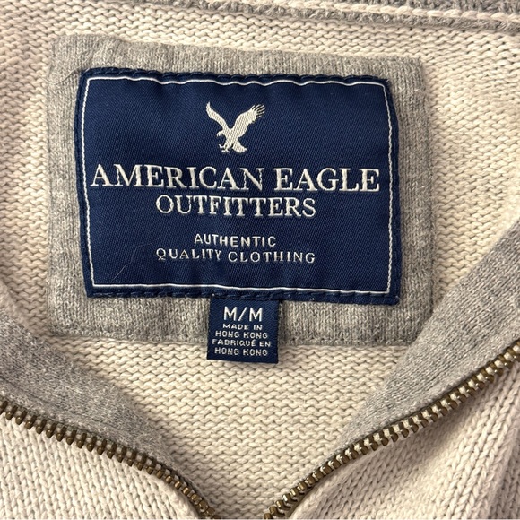 American Eagle Outfitters Gray Quarter-Zip Sweater Sz Medium - Picture 6 of 11